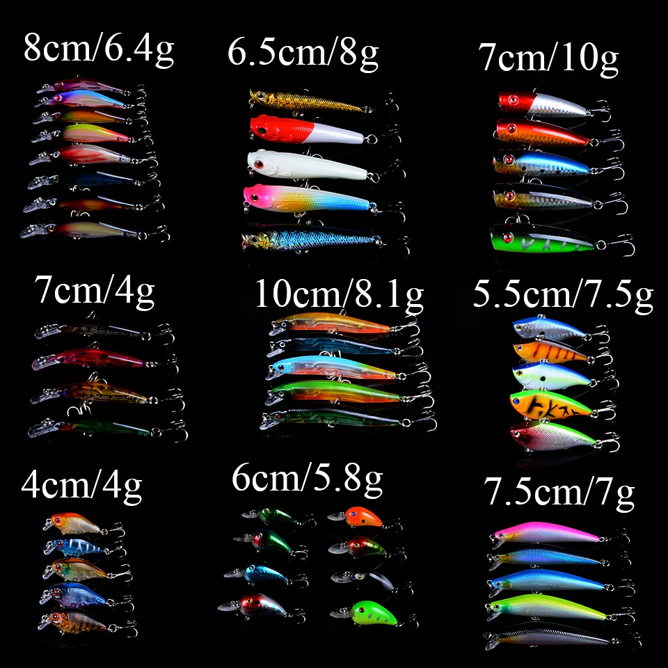 

Hard Baits Artificial 51pcs Mixed 9 Different Models Minnow Fishing Lures Set Lifelike Bass Crankbait Fishing Tackle Wholesale