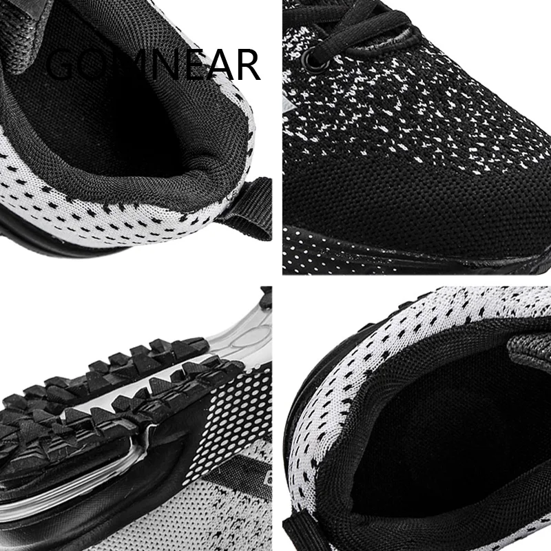 GOMNEAR-chaussures d'extérieur pour Jogging, chaussures de course noires pour hommes, baskets d'athlétisme, grande taille