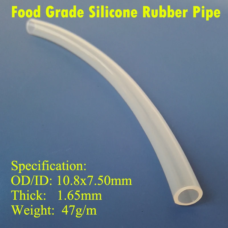 Food-grade Silicone Rubber Pipe OD/ID: 10.8*7.5mm Environmental Friendly FDA Rubber Water Pipe For Water Pump Food Contactable