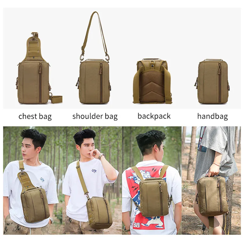 USB Charging Chest Bag for Men, Tactical Men's Bags, Camuflagem, Sling Ombro, Pesca, Viagem, Camping, Caça, Mochila