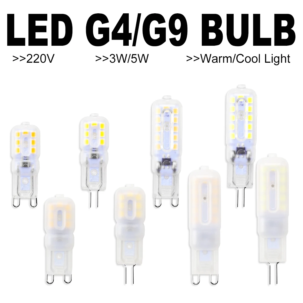 lampada led milho bulbo 3w 5w bombilla g4 g9 conduziu a lampada 220v 2835 lampada led pode ser escurecido luz substituir lampada halogena luz de velas pcs g9 01