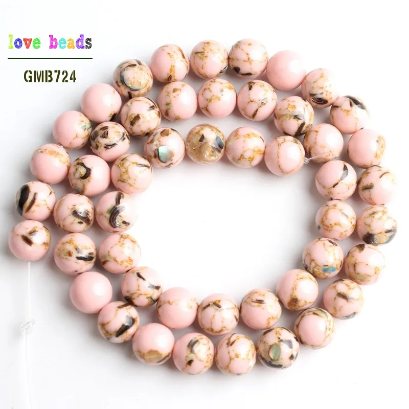 Pink Howlite Stone Round Loose Shell Beads for Jewelry Making 15'' Strand DIY Bracelet 4/6/8/10/12mm image 5