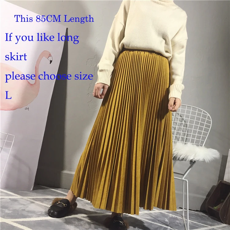 2022 Hot Brand High Quality Women Suede Skirt Autumn High Waist Long Pleated Skirts Womens Saias Faldas Vintage Women Midi Skirt