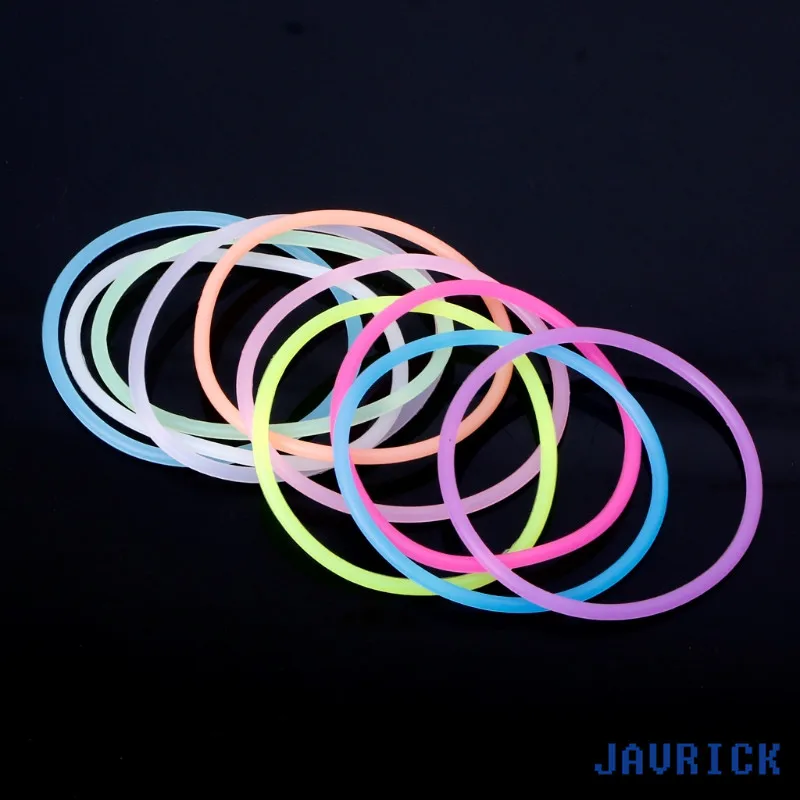 JAVRICK 10PCS Night Luminous Bracelets Wristband Gummy Silicone DIY Rubber Hairbands