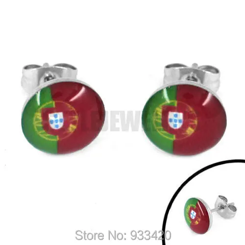 Enamel Portugal Flag Earrings Motor Earring Studs SJE370089B