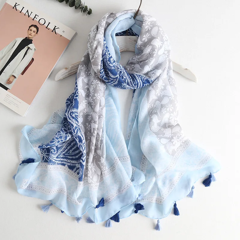 2018 New Fashion Cotton Paisley Tassel Scarf Shalws Floral Hijab Beach Wrap Muffler 5 Color 10pcs/Lot Wholesale Free Shipping