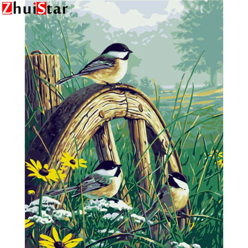 5D DIY diamond painting Birds on the wheel, scenery attractions people 3D embroidery stitch mosaic diamond home decoration XY1