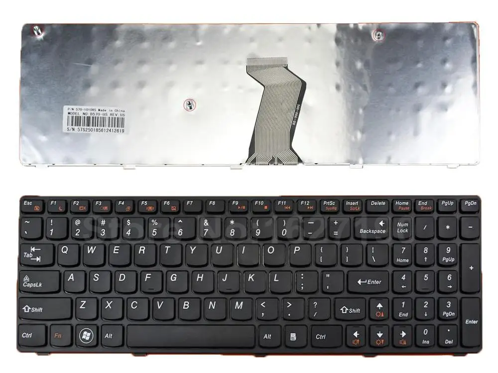 

US Keyboard For LENOVO V570 B570 B590 BLACK FRAME BLACK PN:25-013328 9Z.N5SSW.A01 MP-0AB5ASW V117020FS1-US