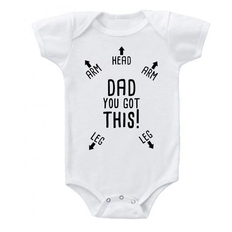 

New Baby Boys Girls Short Sleeve Letter Print Dad You Got This Cute Cotton Romper Summer Baby Clothes Outfits