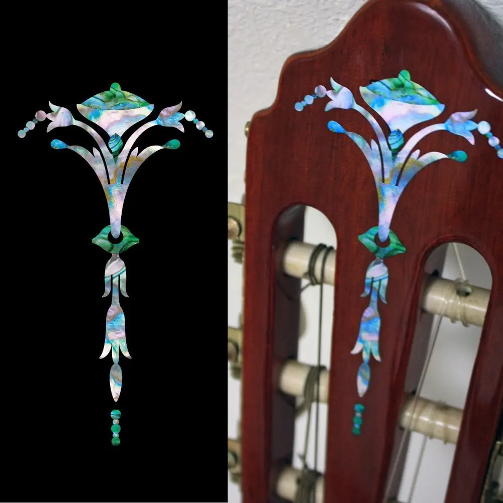 Inlay Sticker Decal Guitar Headstock In Abalone Theme - Old Torch Abalone Mixed Color