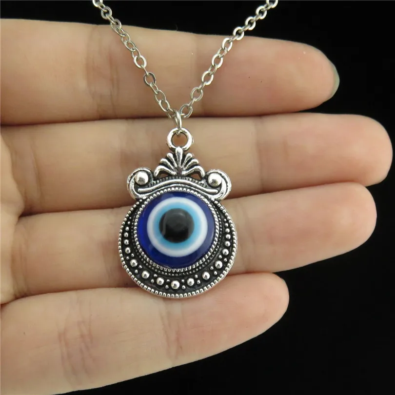 Vintage Lucky Turkey Blue Evil Eye Pendant Chain Necklaces For Women Collares Female Christmas Gift Jewelry Making Accessories