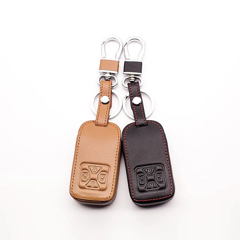 Leather Car Key Cover Car Wallet For Toyota Noah Mark X RAV4 Estimate Corolla Yaris 4 Button Keyless Smart Protect Shell