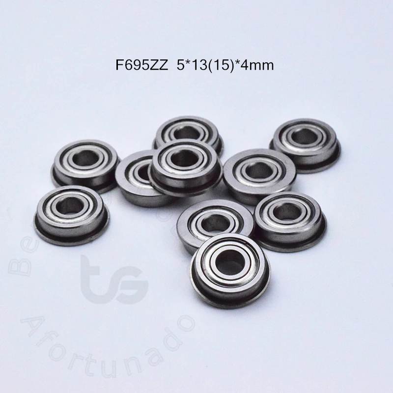 F695ZZ  Flange Bearing 10pcs 5*13(15)*4mm chrome steel Metal Sealed High speed Mechanical equipment parts