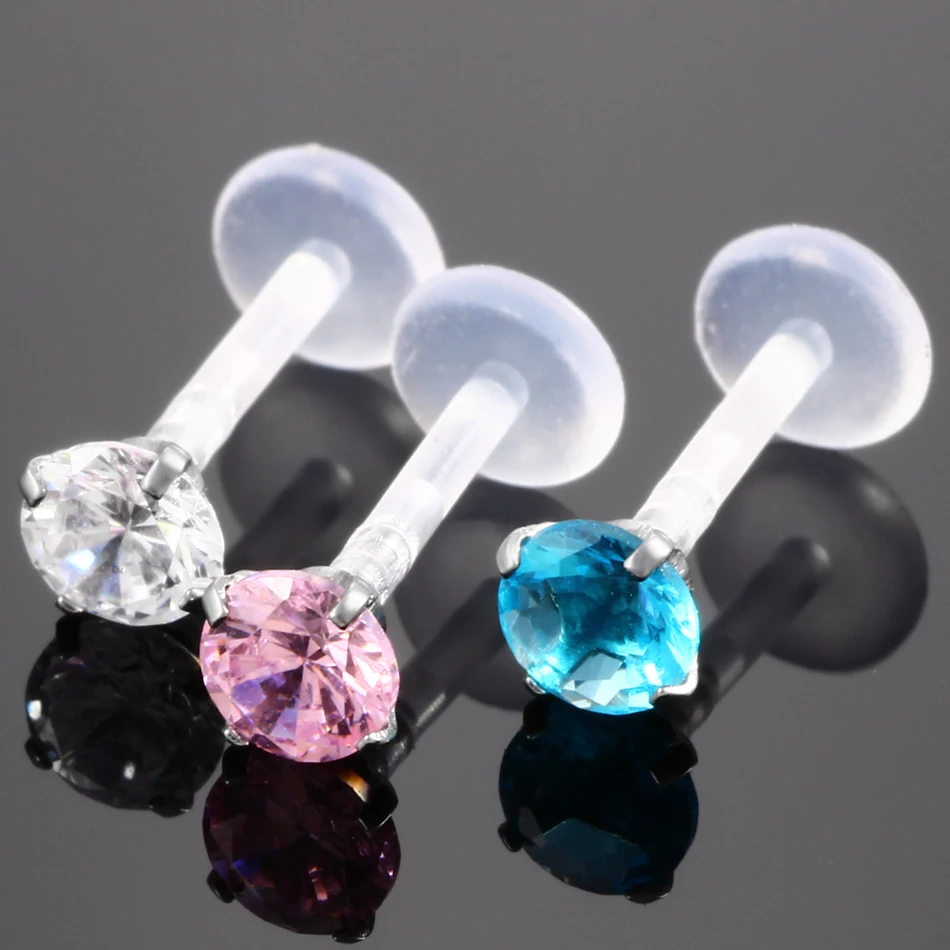 1PC/lot Flexible Bioplast Lip Labret Piercing Ear Helix Tragus Cartilage Studs Piercing Monroe Lip Ring Piercing Jewelry 16G