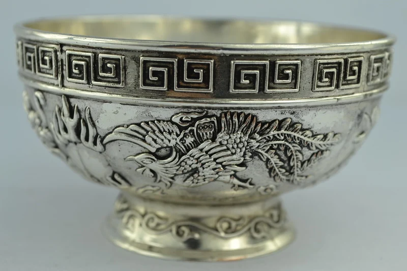 Chinese Rare Collectibles Old Handwork Tibet - Silver bowl metal handicraft