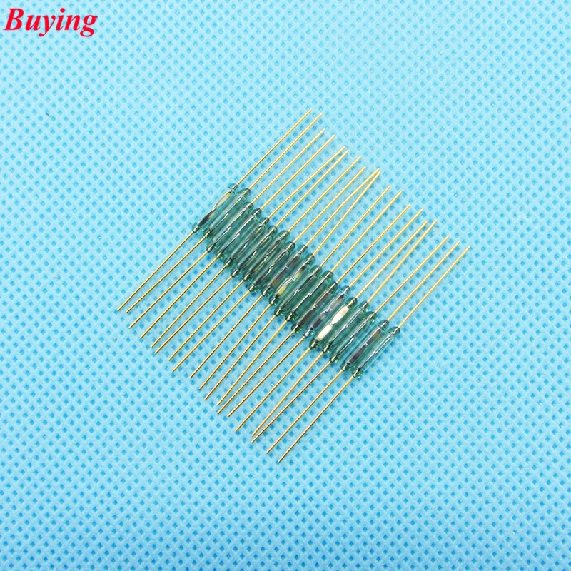 10Pcs/2pcs Reed Switch 1.8 *10mm Magnetic Control Switch Green Glass Reed Switches Glass Normally Open Contact For Sensors NO