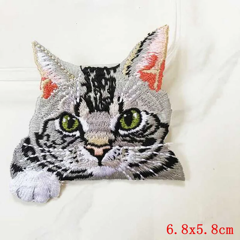 3D Pocket Cat Embroidered Patches For Clothing Fusible Sticker DIY Animal Patch Iron On Patches On Clothes Sewing Applique/Patch