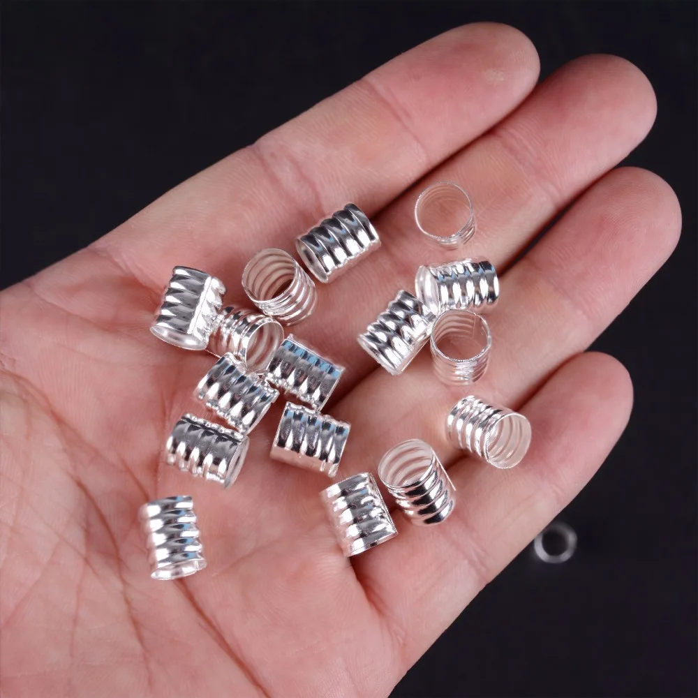 100pcs 10x8mm argento/oro Dreadlock Perline Primavera Forma Regolabile Treccia di Capelli Del Polsino Della Clip In Lega di Alluminio tubo di Blocco