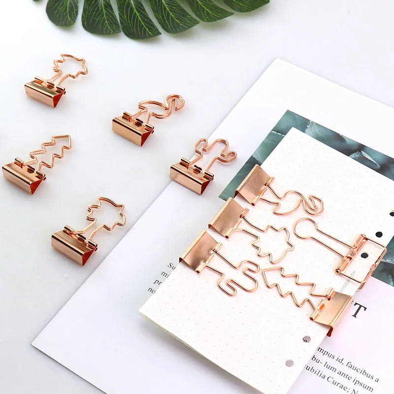 

TUTU 12pcs/lot Solid Color Gold Metal Binder Clips 25mm fresh Style Flower Printed Notes Letter Paper Clip Office Supplie H0056