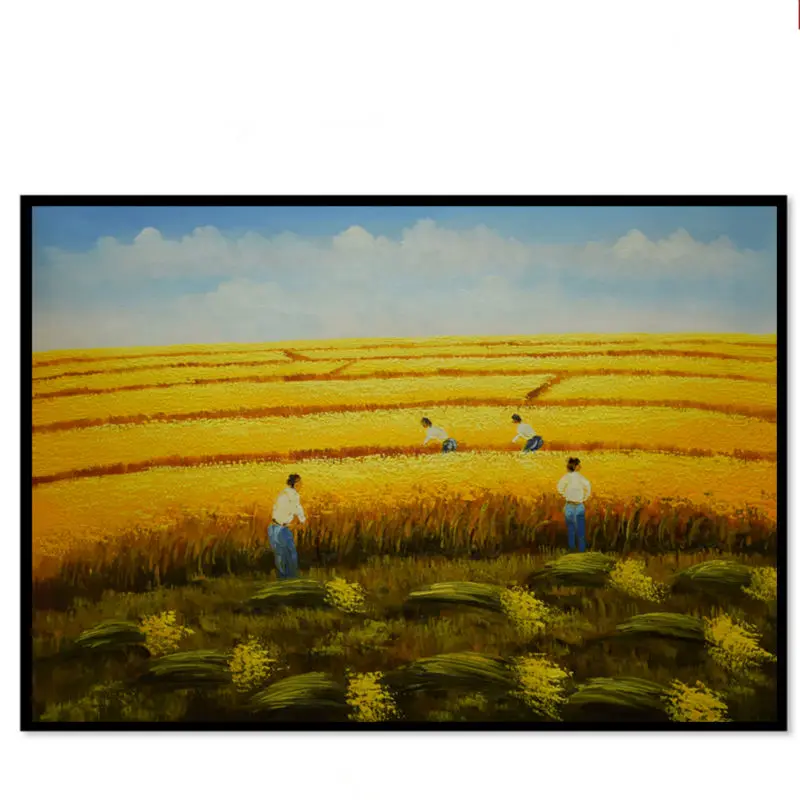 

Hand painted Canvas Paintings Golden Paddy Landscape Wall Art Picture for Living room Modern Oil Paintings