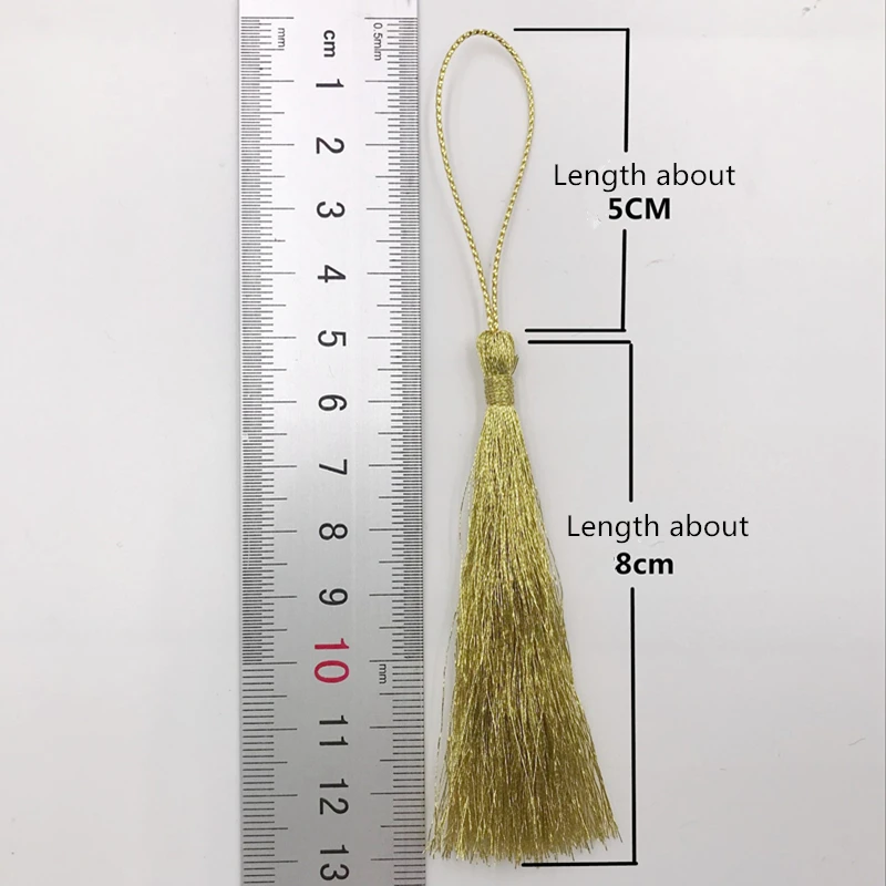 50PCS Gold Silk Silver Silk Tassels Pendant Jewelry Curtain Garments Decorative Accessories Key Bag Pendant Craft Tassels DIY