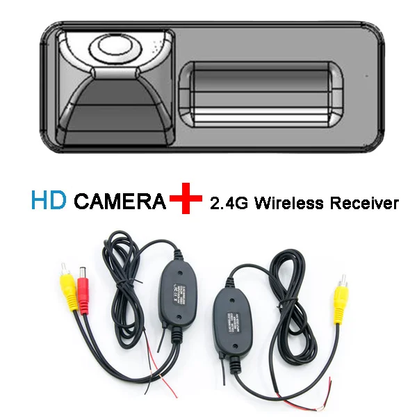 CCD car rear view reverse parking camera for Audi A3 A4 A6L Q7 back up night vision HD waterproof handle trunk wireless screen