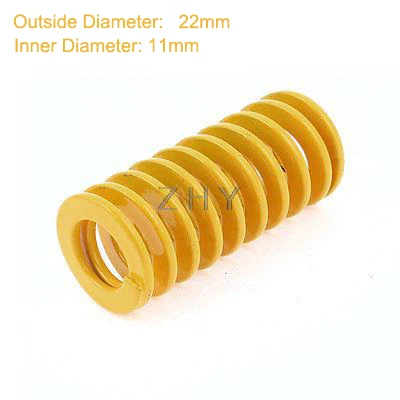 TF 22mm OD 11mm ID 90mm 100mm 125mm 150mm Length Yellow Light Load 65Mn Steel Metal Spiral Stamping Compression Mould Die Spring