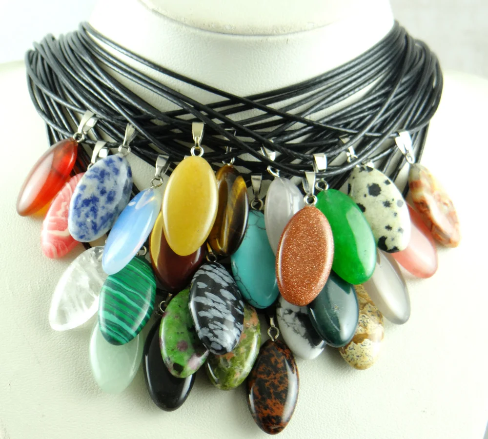 Natural Stone Crystal Quartz lapis Opal Turquoises tiger eye for diy charms Pendant Jewelry making necklace Accessories