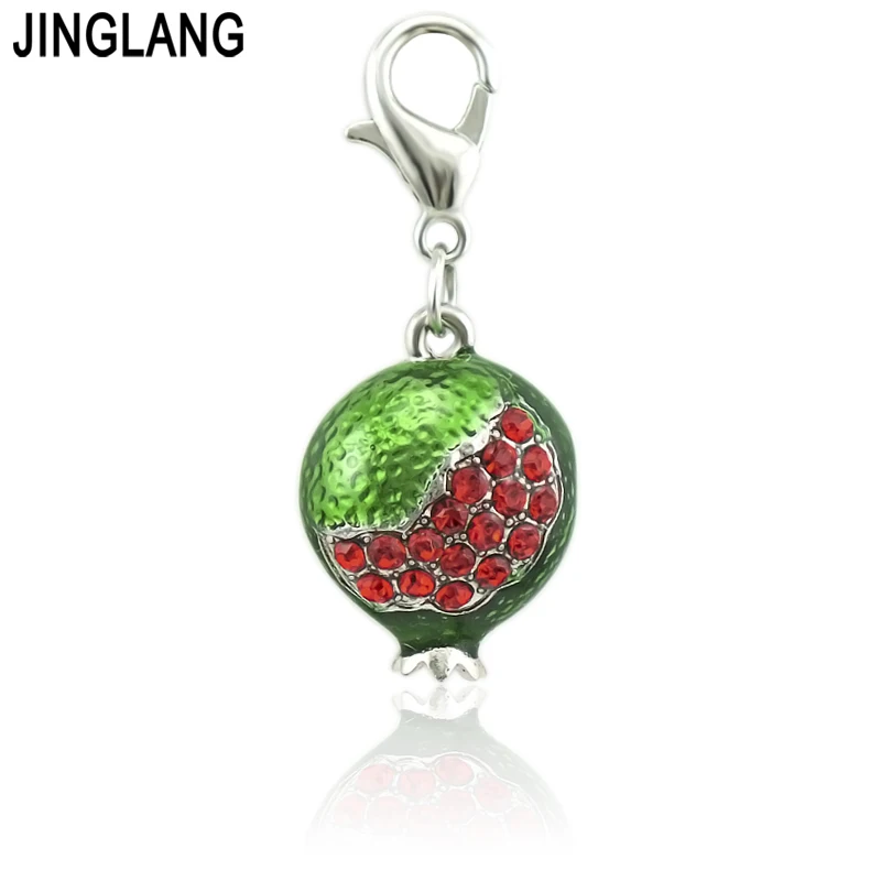 JINGLANG Mixed Lobster Clasp Strawberry/Grape/Cherry/Charms With Fruit Pendants DIY Charms For Jewelry Making Accessories 12pcs