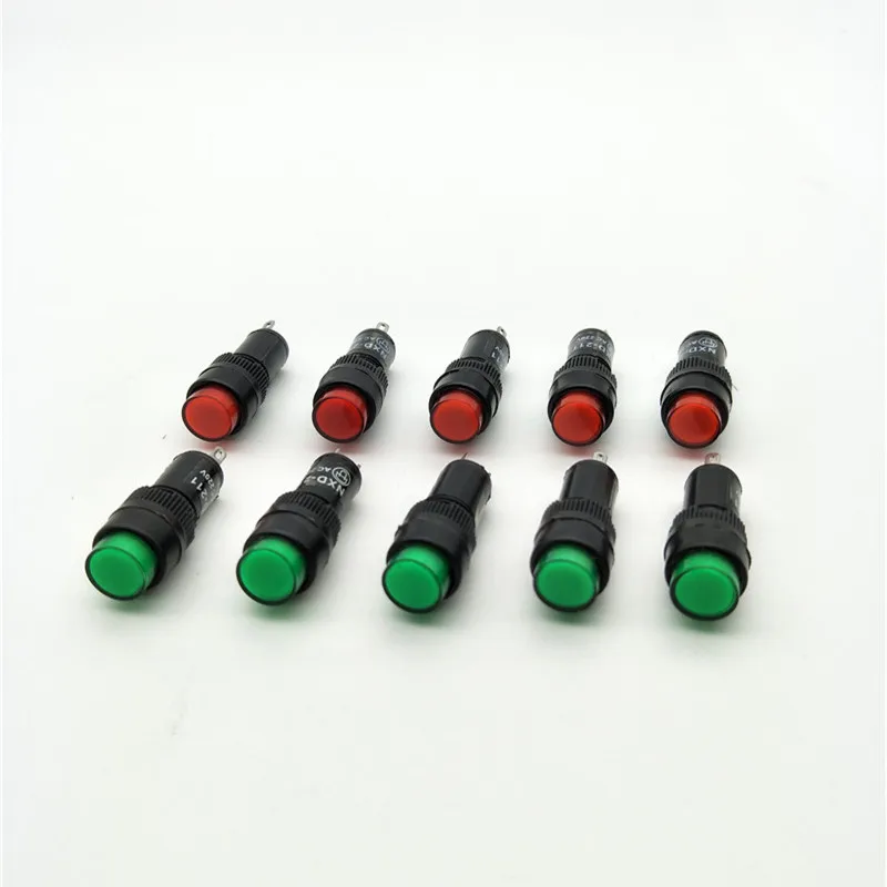 10Pcs 10Mm Paneelgemonteerde 220VAC Rood Groen Indicator Light Pilot Signaal Lamp