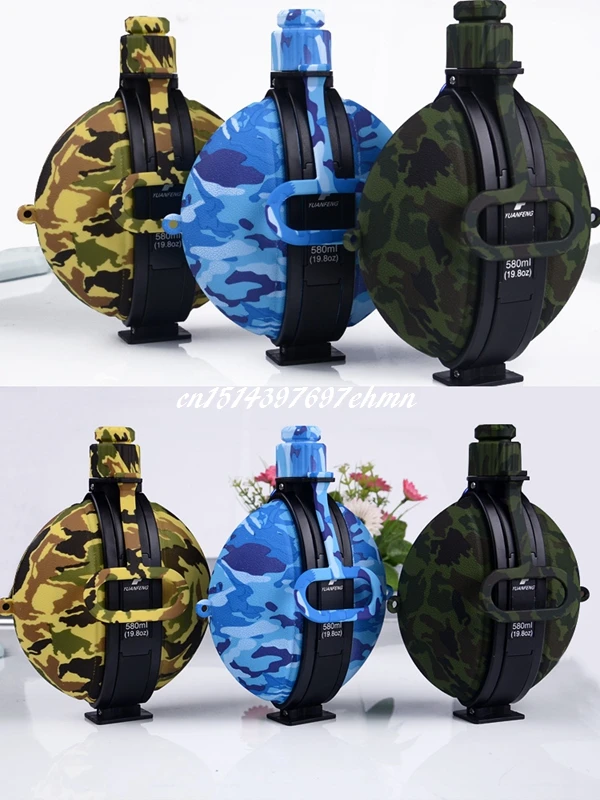 20pcs/lot Camouflage 580ML Large Capacity Climbing Outdoor Travel Water Bottle  Portable Silicone Foldable Compass Kettle Bottle