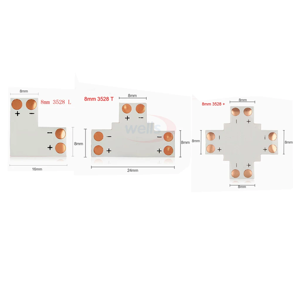 5pcs 2Pin 3Pin 4Pin 5pin 6pin LED Connector 8mm 10mm 12mm L/T/X Shape FPC Free Welding Adapter Use For 3528 2812 5050 RGB Strip