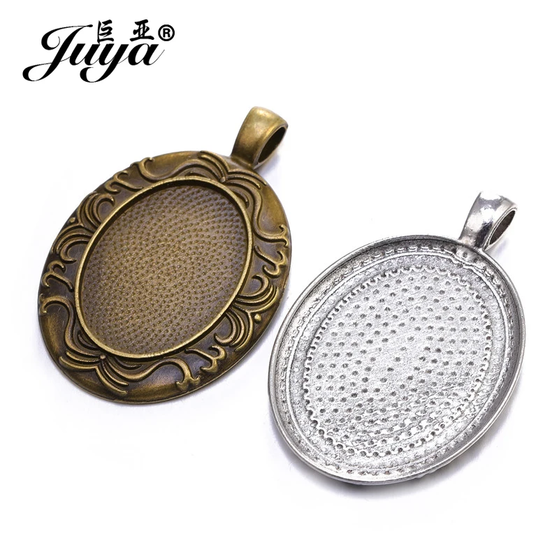 5 teile/los 22x30mm Oval Anhänger Blank Einstellungen Cabochons Basen Lünette Trays Fit 22x30mm Cabochon cameo DIY Halskette Schmuck Machen – Detail 3