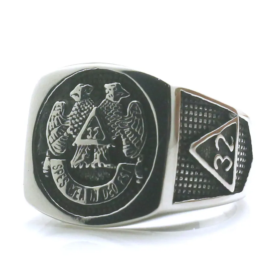 Mens Boys 316L Stainless Steel Cool 32 Eagle Freemasons Ring Newest