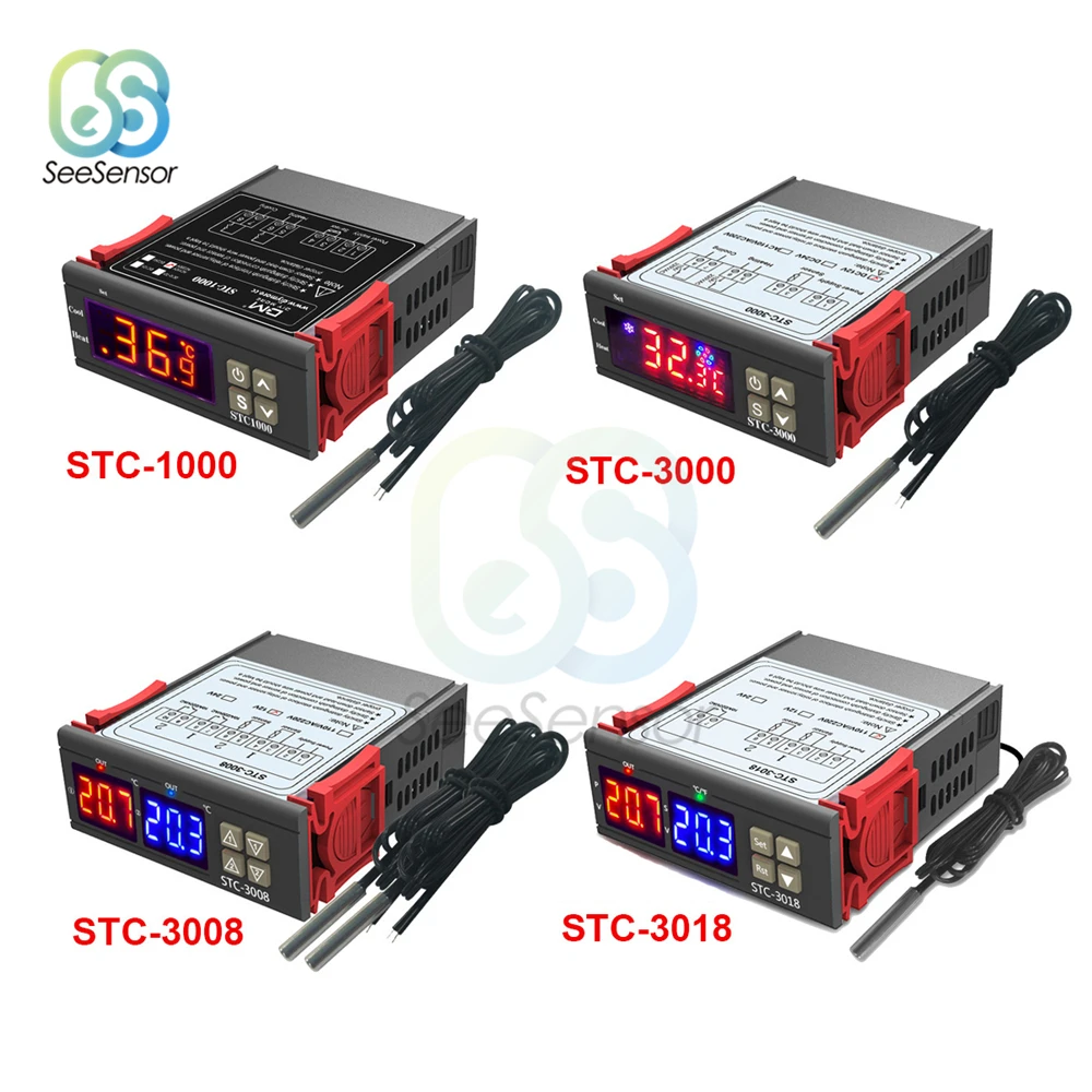 STC-1000 STC-3000 STC-3008 STC-3018 LED Digital Temperature Controller Thermostat Thermoregulator Incubator 12V 24V 110V 220V