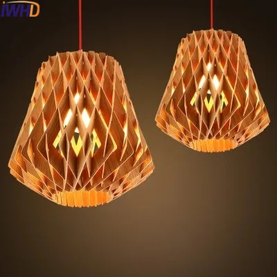 IWHD Modern Hanglamp Led Hanging Lights Fashion Wood Pendant Lights Lamparas de techo colgante moderna Lamparas Lustre