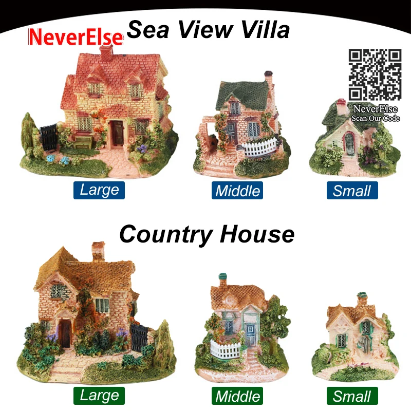 Aquarium Ornaments Country Village House Scenery Landscape Seascape Sea View Villa 6Kinds Resin Accessories Fish Tank Decoration