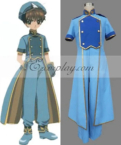 Cardcaptor Sakura Li Syaoran Cosplay Costume blue clothing top+pant+hat+gloves 11