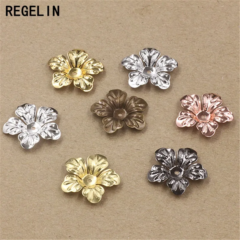 REGELIN Antique Retro Flower Charms End Caps Bead Spacer 50pcs/lot 20mm DIY Necklace Handmade Findings Jewelry Accessories