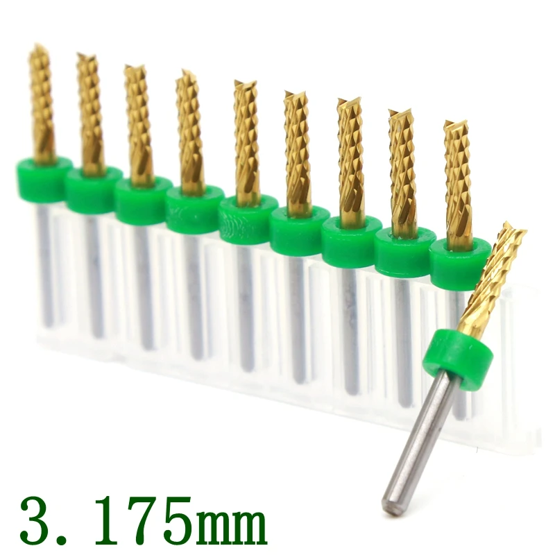 Titanium coated PCB milling cutter metal CNC router drill 3.175mm engraving knife tool for milling corn wood cutting power tool