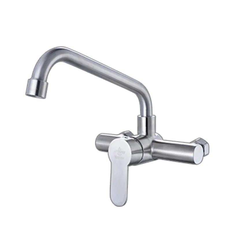 SUS304 Stainless Steel Hot And Cold Water Faucet Wall-Mounted Single Handle Double Control Kitchen Sink Sink Faucet