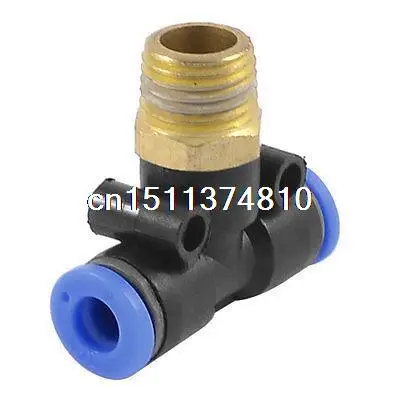 Air Pneumatic 6mm to 1/16" PT Male Thread T Shape One Touch Quick Fitting