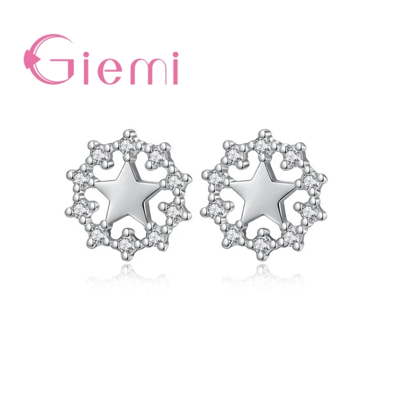 Attractive Trendy Fast Shipping Cute Star 925 Sterling Silver  Cubic Zirconia Stud Earring For Women Engagement Jewelry