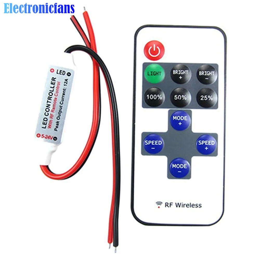 12V RF Wireless Remote Control In-line Led Strip Dimmer 10-Level Bright Speed Led Switch Module Voltage Regulator Dimmers