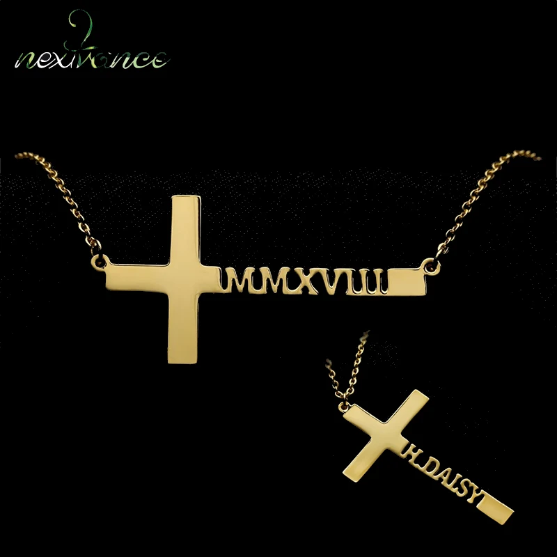 

Nextvance Stainless Steel Cross Name Choker Necklaces 3 Colors Personalized Custom Necklace For Women Nameplate Gift Ketting