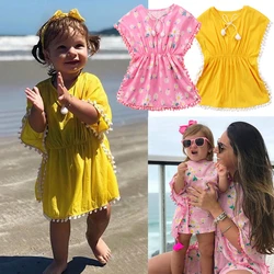 Girls Floral Bikini Cover Up Tassel Summer Tunic Tops Beach Cover up Swim wear Bathing suit Cover ups Robe de Plage Beach wear