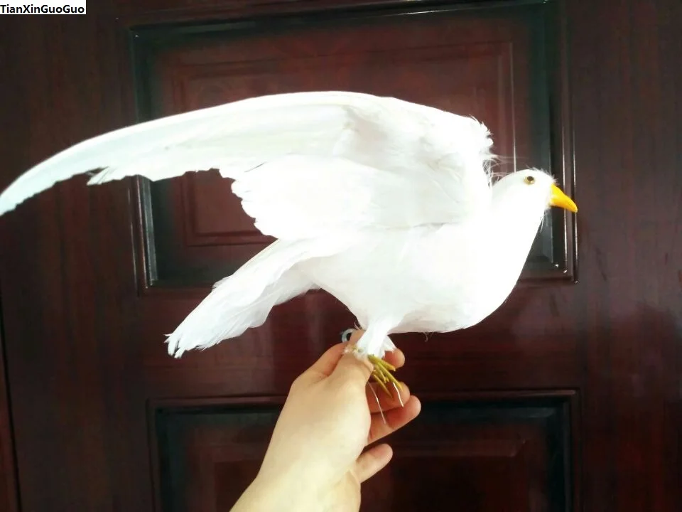 

simulation dove bird hard model large 30x45cm white feathers spreading wings peace bird, prop,home garden decoration gift s1420