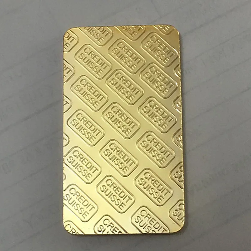 Non Magnetic Credit Swiss Bullion Bar, Real Gold Plated Ingot, Collectible Badge Coins, Different Serial Number, 1 oz, 10 Pcs