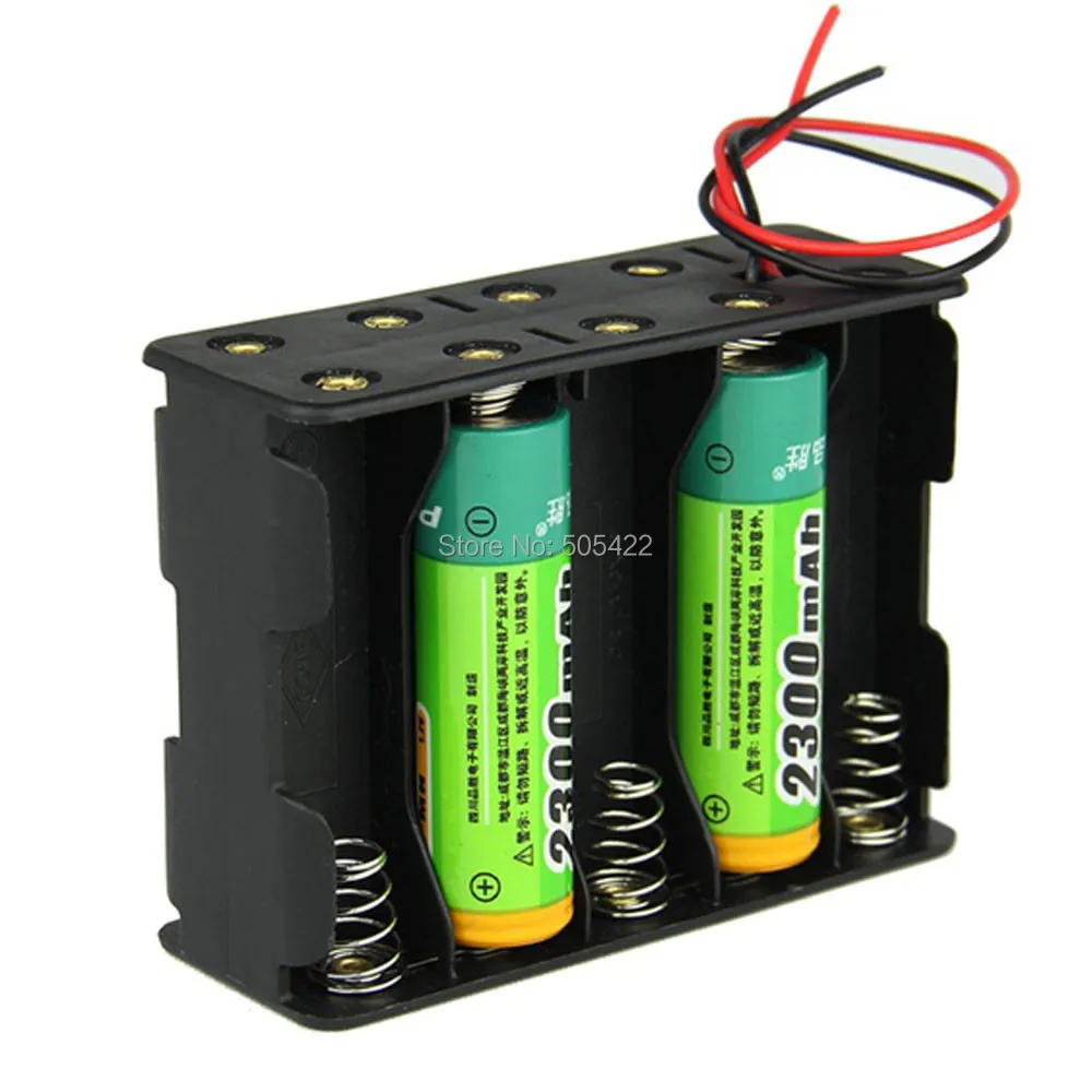 

50pcs/lot Wholesale 10 AA 2A Battery 15V Clip Holder Case Storage Box with Wire Leads