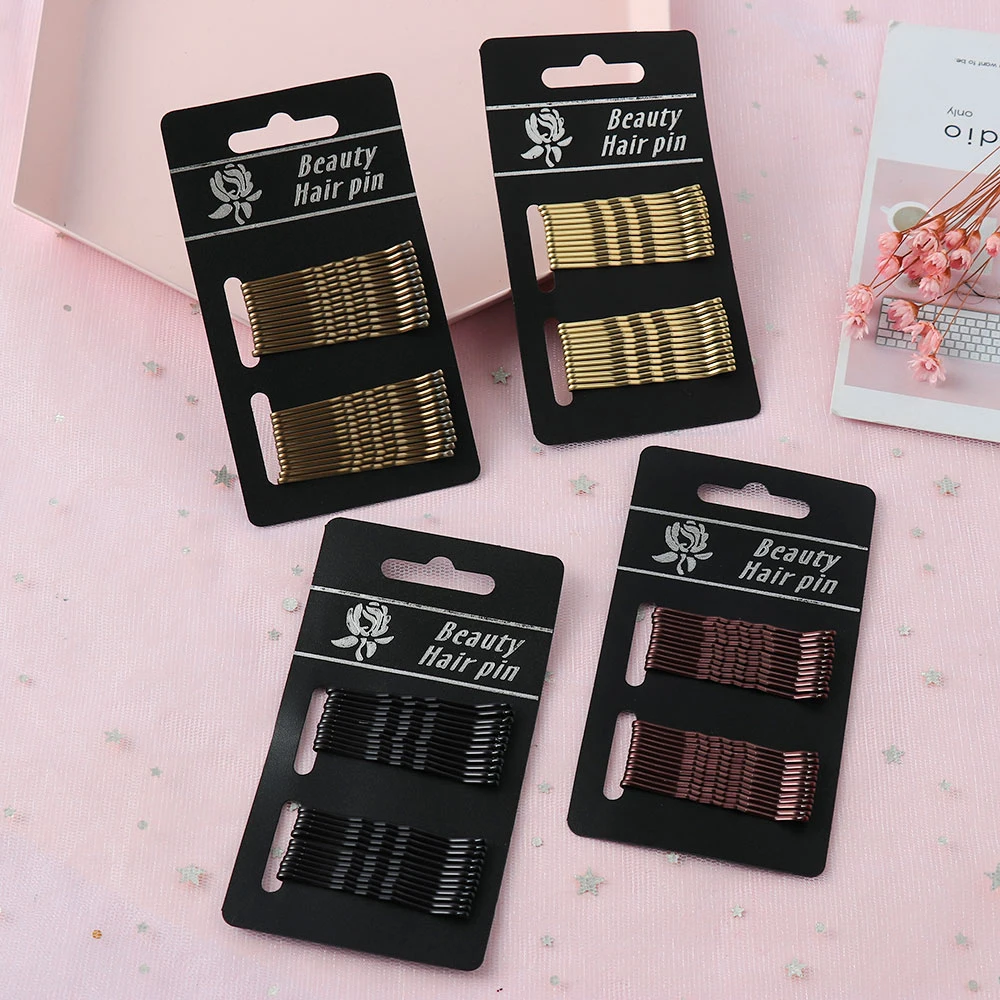 24Pcs/Pack Women Girls Basic Barrettes Black Gold 5CM Curly Wavy Bobby Pins Female Hair Clips Hairpins Styling  Hair Accessories